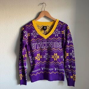 NFL Shop Minnesota Vikings Light Up Ugly Christmas Sweater in Purple/Gold